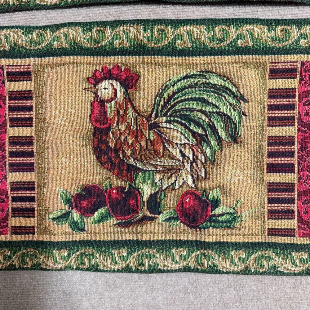 Vintage Rooster Apple Tapestry Placemats Set of 2 French Country Farmhouse Decor